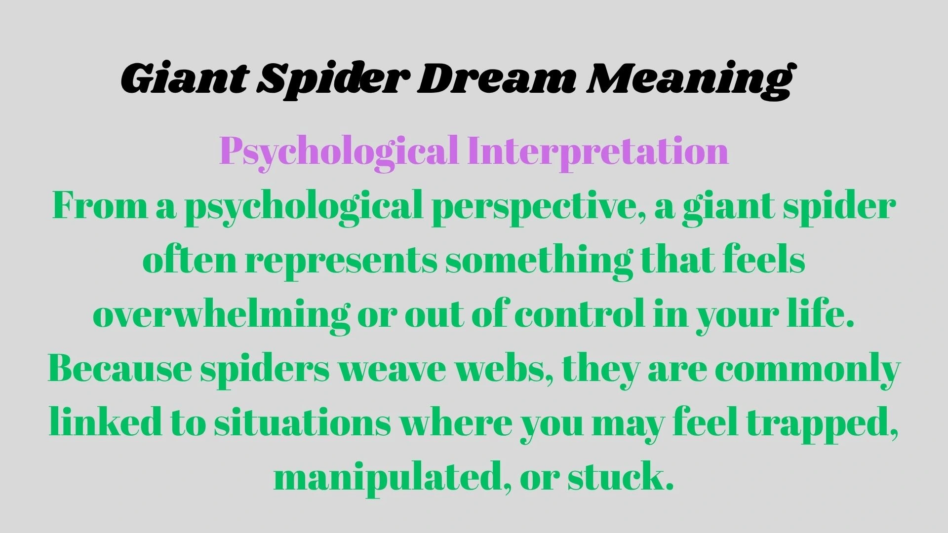 Giant Spider Dream Meaning